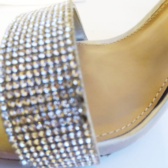 Steve Madden Carrson Silver Crystal Covered Block Heel Sparkly Sandals  Sz 9.5 - Picture 9 of 11
